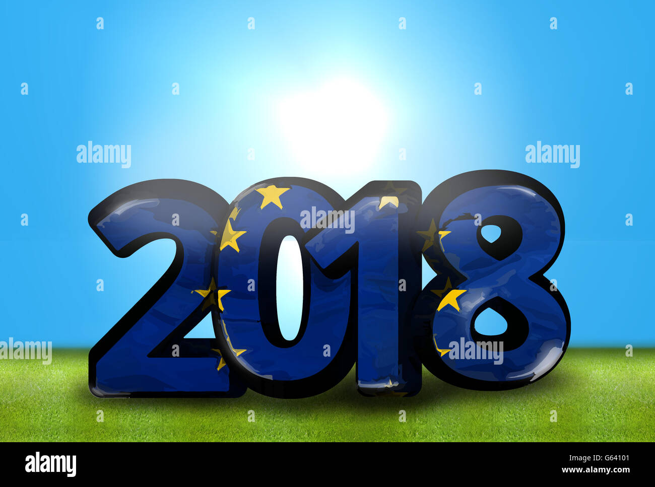 Europa 2018 Big Font grassetto 3D render illustrazione Foto Stock