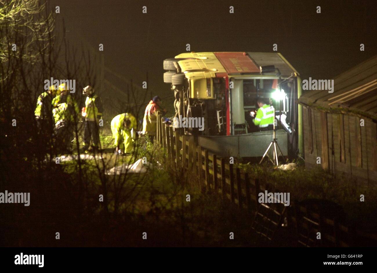 M25 Incidente di autobus Foto Stock