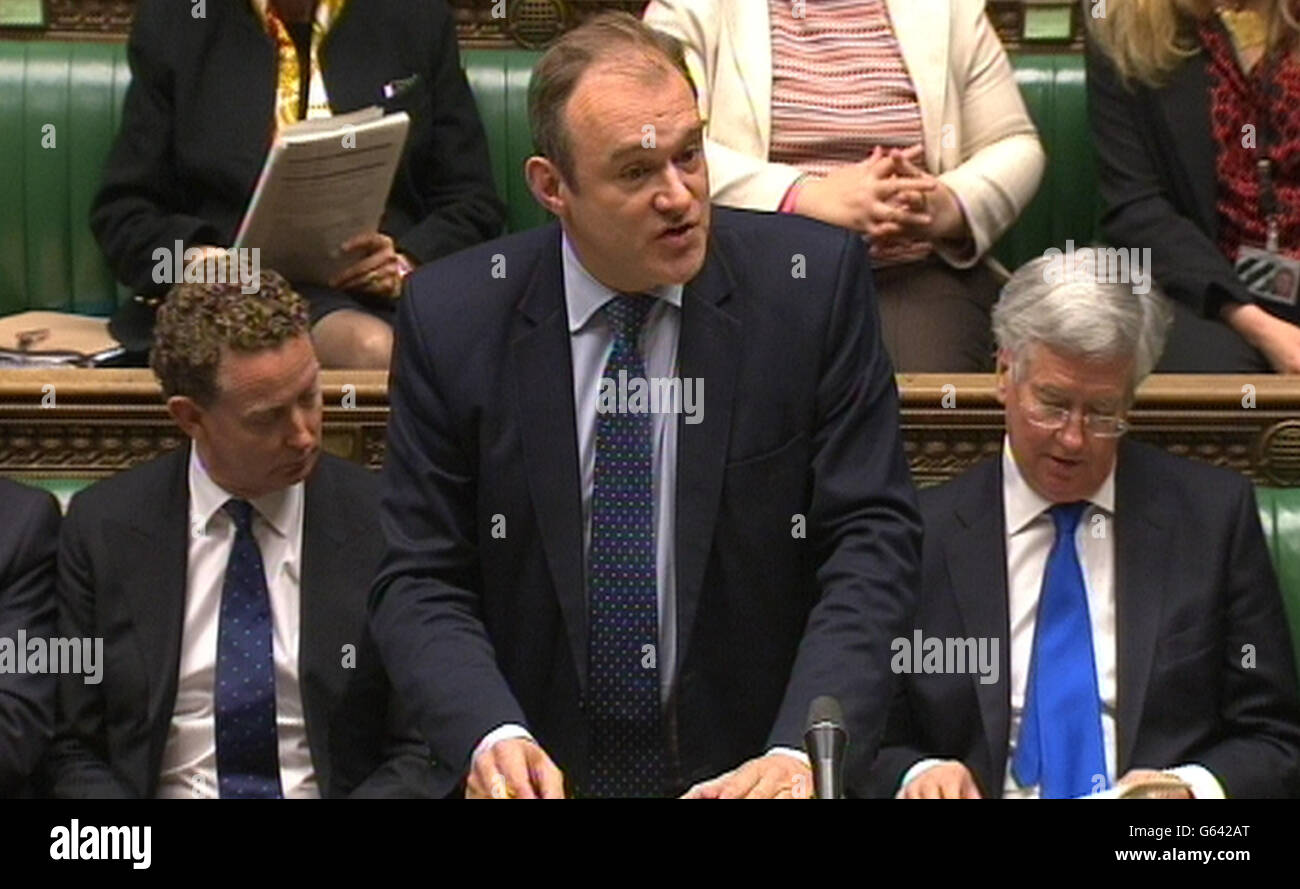 BP ha superato la fissazione dei prezzi. Il Segretario per l’energia e il cambiamento climatico ed Davey ha fatto una dichiarazione alla Camera dei Comuni sui prezzi della benzina. Foto Stock