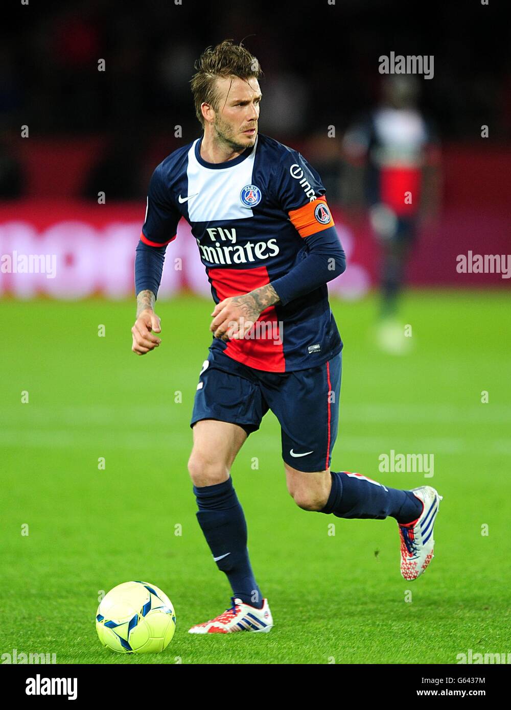 Calcio - Ligue 1 - Paris Saint Germain v Stade Brestois - Parc de Princes. David Beckham di Parigi Saint-Germain in azione Foto Stock