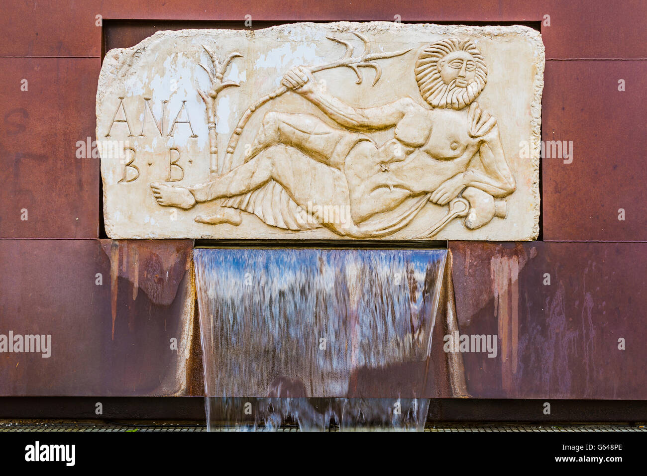 Monumento allegorico per il fiume Guadiana. Mérida, Badajoz, Estremadura, Spagna, Europa Foto Stock