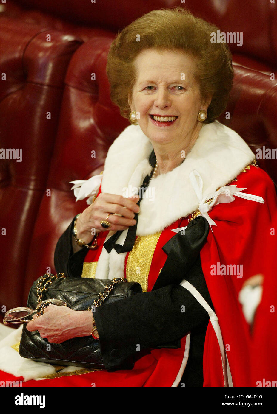 La Baronessa Thatcher Queens speech Foto Stock