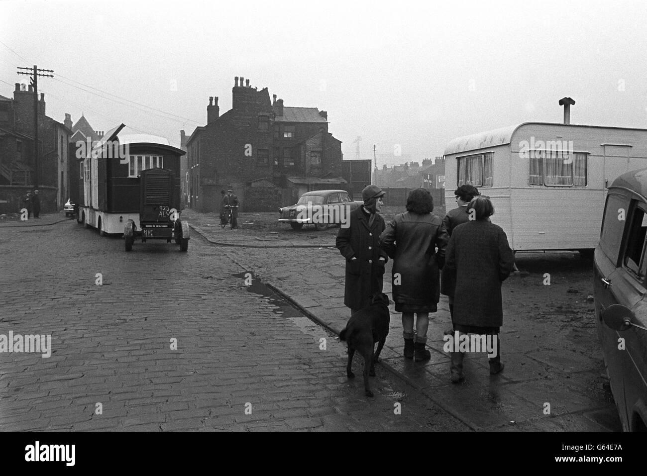Vista sul sito di Salford Caravan. Foto Stock