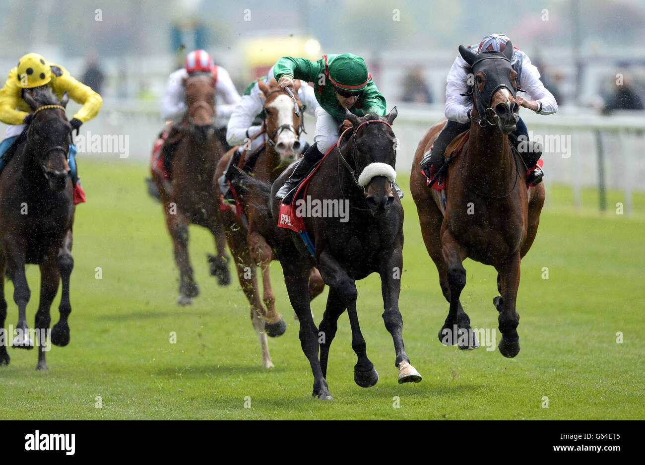 Dalkala e Christophe Lemaire (colori verdi) vincono le Betfred Middleton Stakes durante il Betfred Dante Stakes Day del Dante Festival 2013 all'ippodromo di York. PREMERE ASOCATION Photo (Foto DI ASSOCAZIONE). Data immagine: Giovedì 16 maggio 2013. Guarda la storia della Pennsylvania RACING York. Il credito fotografico dovrebbe essere: John Giles/PA Wire Foto Stock