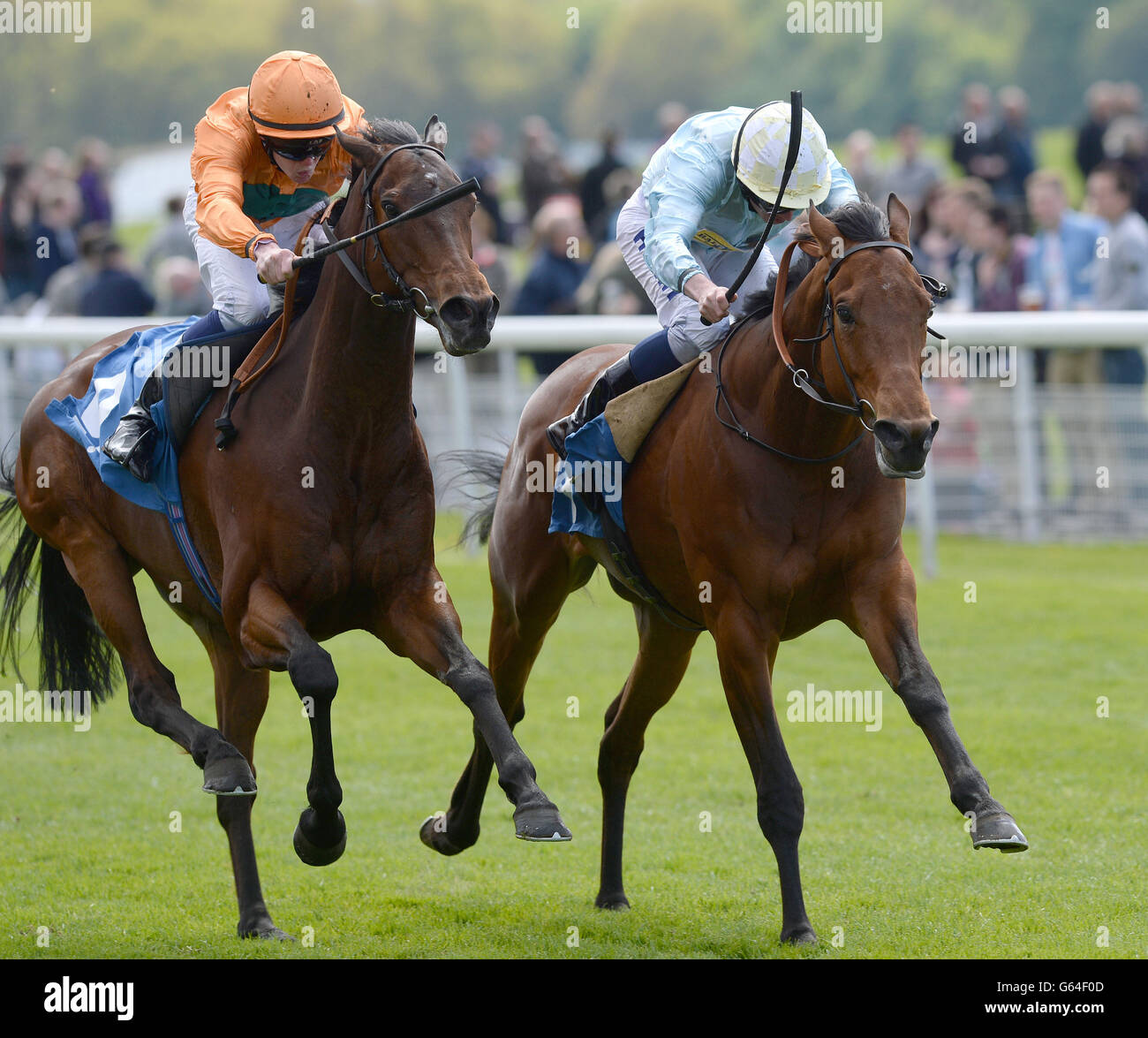 Sir John Hawkwood e Ryan Moore (a destra) vincono i Betfred Jorvik Stakes di Hanoverian Baron e Michael Murphy durante il Dante Festival 2013 all'ippodromo di York. PREMERE ASLOCATION Photo. Data foto: Venerdì 17 maggio 2013. Scopri la storia della Pennsylvania RACING York. Il credito fotografico deve essere: John Giles/PA Wire Foto Stock