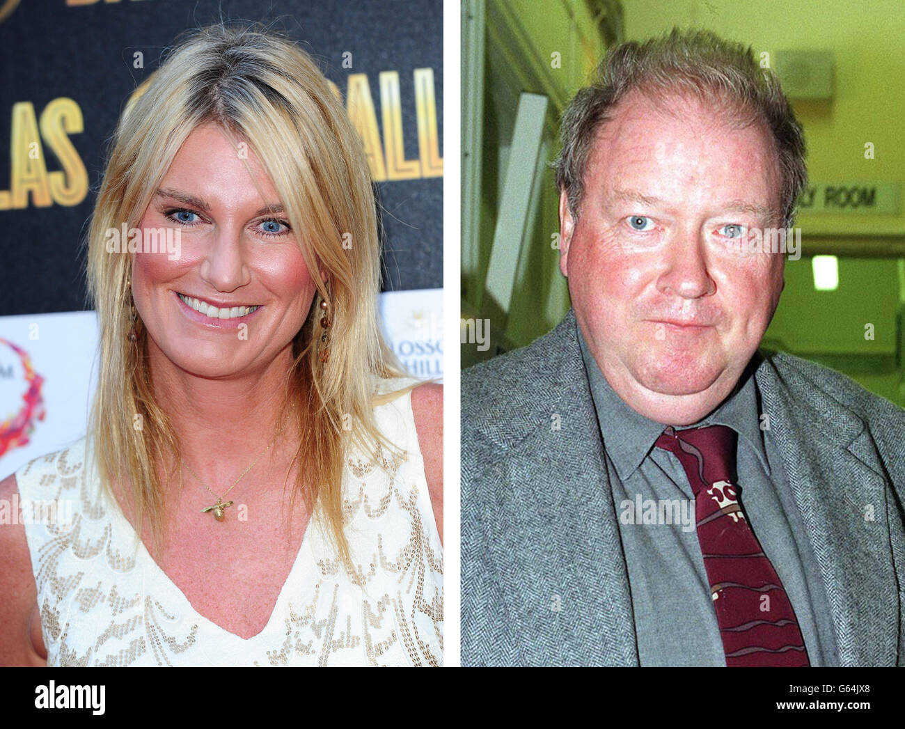 File foto di Sally Bercow (a sinistra) e Lord McAlpine (a destra) come la Corte alta è dovuto decidere se un tweet da parte della moglie del Presidente Commons sul peer Tory era libeloso. Foto Stock