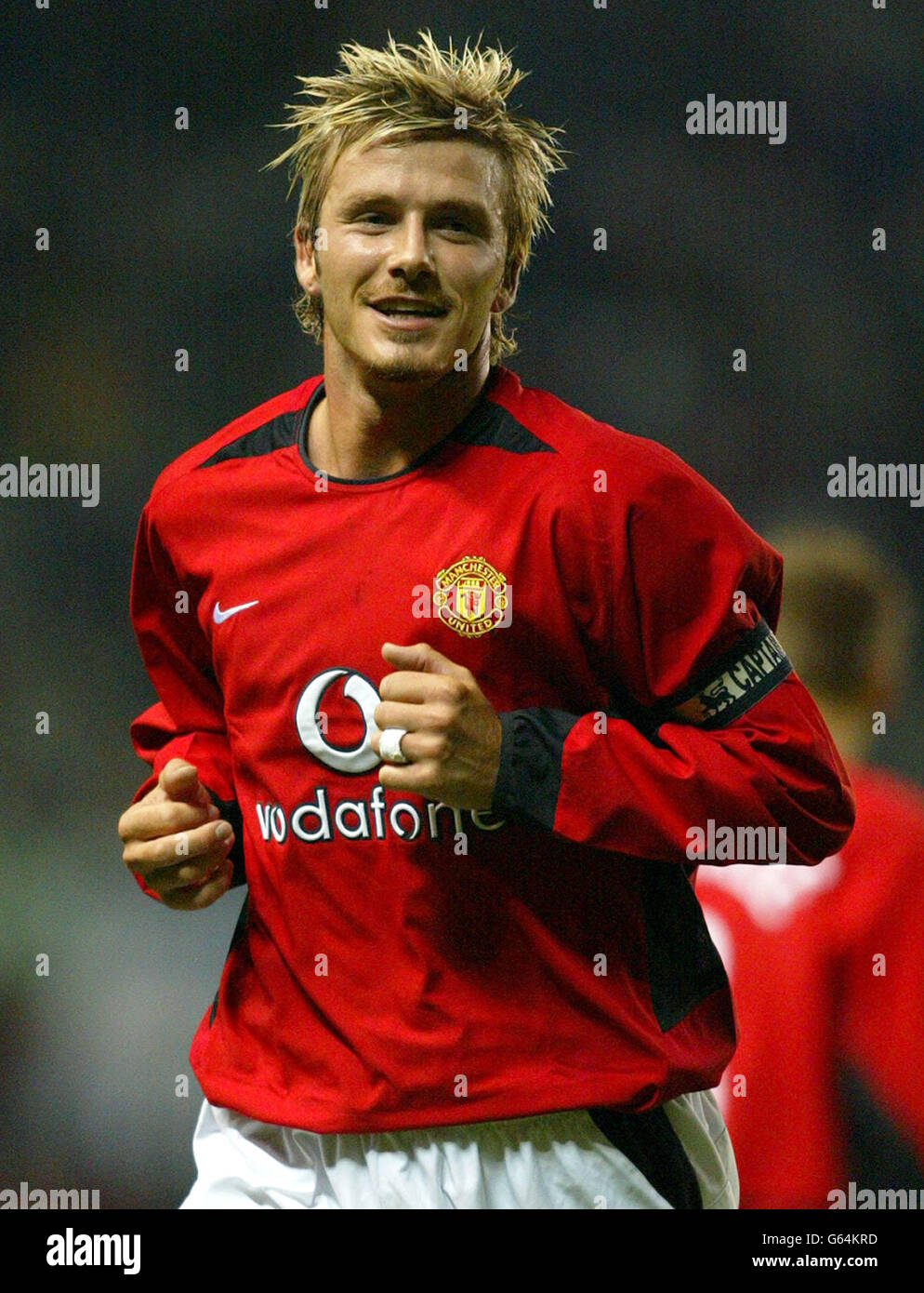 David Beckham in azione per Manchester Utd Foto stock - Alamy