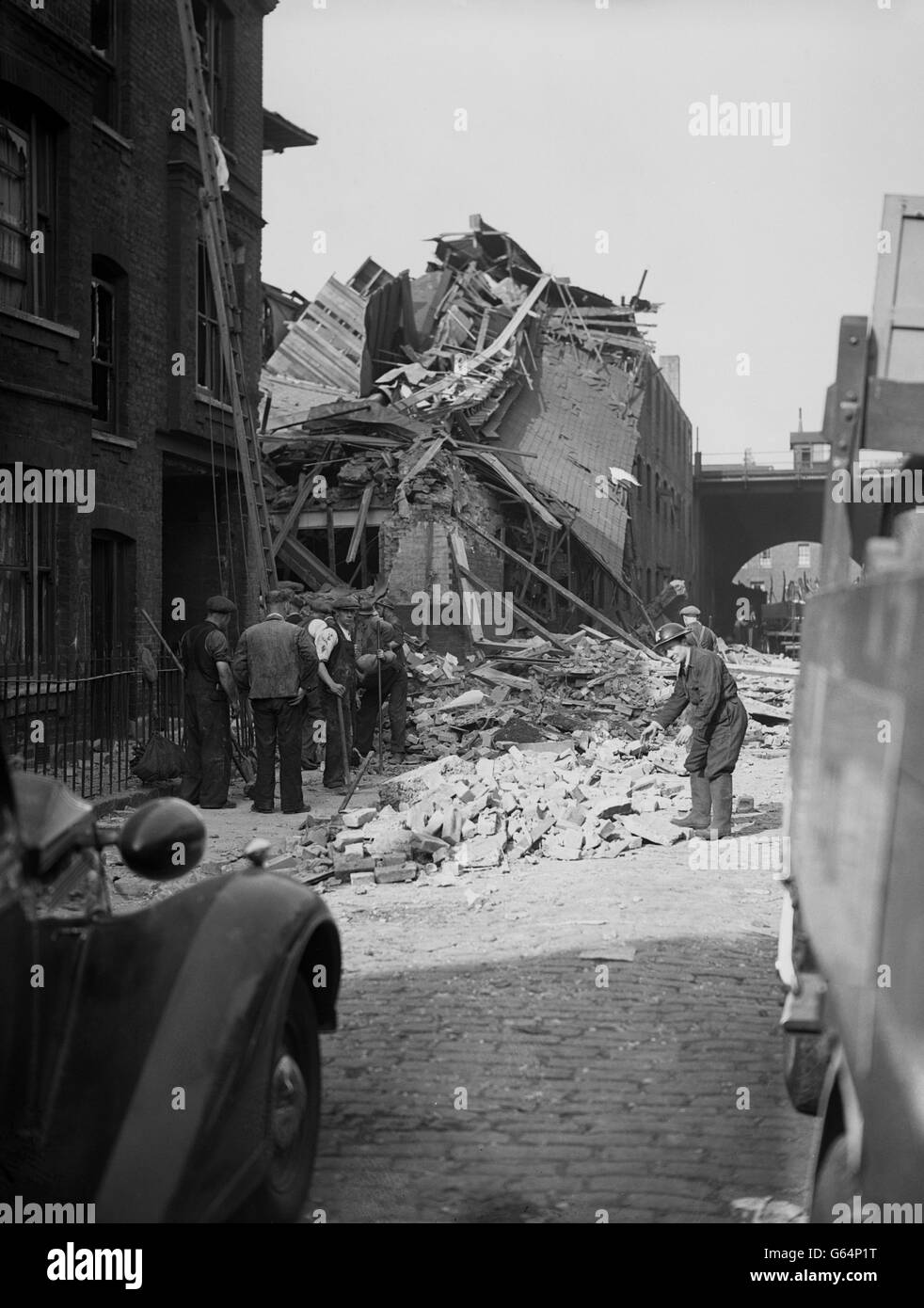 Proprietà danneggiate nel blitz su Londra Sud, il risultato delle incursioni Luftwaffe sulla capitale nel 1940. Foto Stock