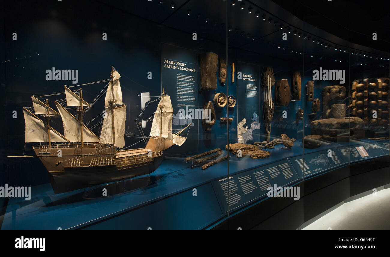 Una veduta generale del nuovo Mary Rose Museum che aprirà alla fine di maggio presso il Portsmouth Historic Dockyard nell'Hampshire. Foto Stock