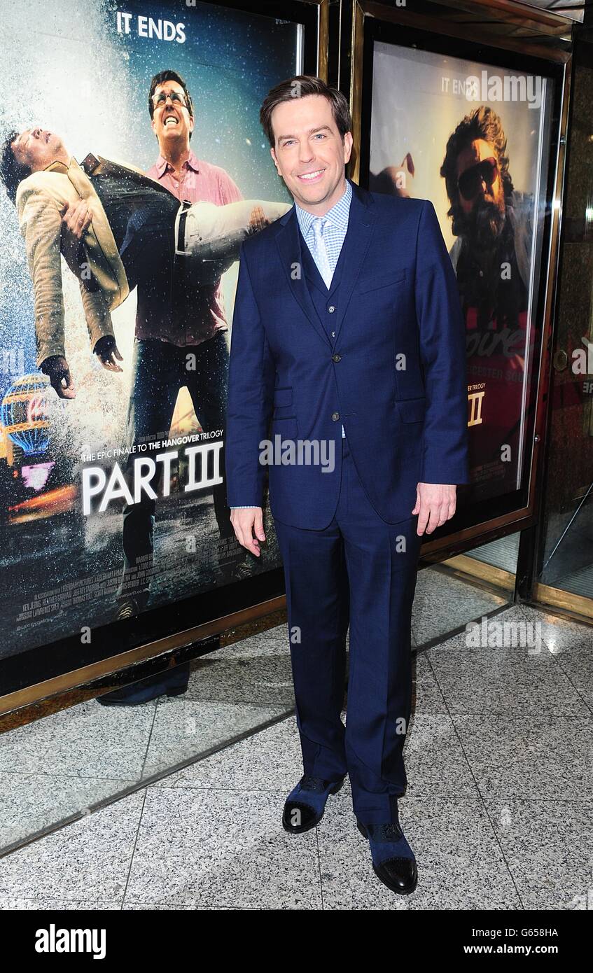 Ed Helms in arrivo per la prima europea del Hangover parte 3, all'Empire Leicester Square, Londra. Foto Stock