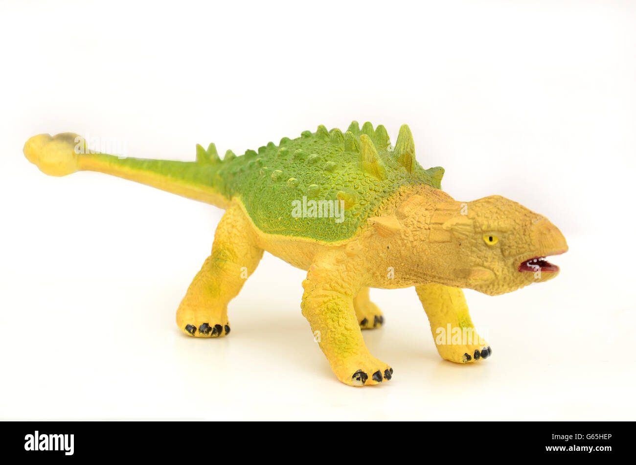 Giocare Dinosaur giocattolo, Euoplocephalus, Thyreophora. Sfondo bianco isolato Foto Stock