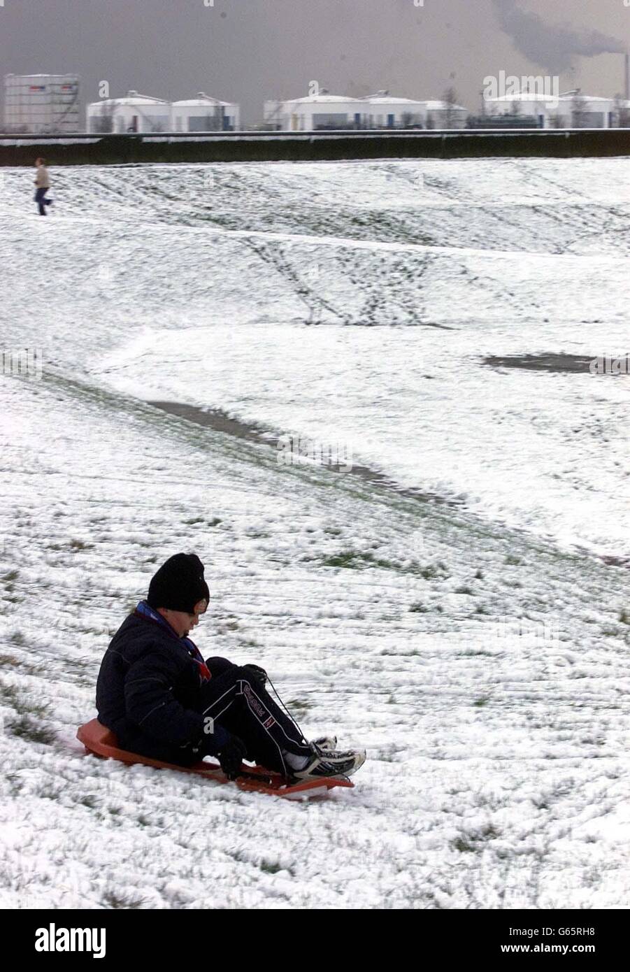 Canvey Island nella neve Foto Stock