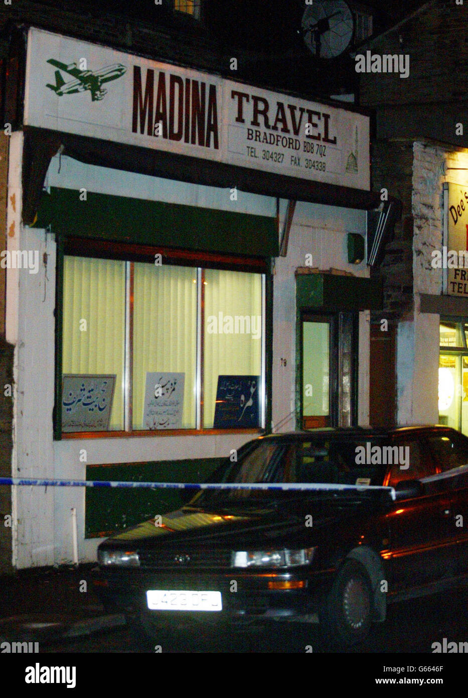 L'agente di viaggio di Bradford, che è stato derubato, dopo di che un uomo è stato ucciso. L'uomo, si pensa, è stato sparato nel petto in Thornton Road poco dopo la rapina nella vicina Lumb Lane, mentre dando inseguimento ai sospetti con un amico, la polizia ha detto. Foto Stock