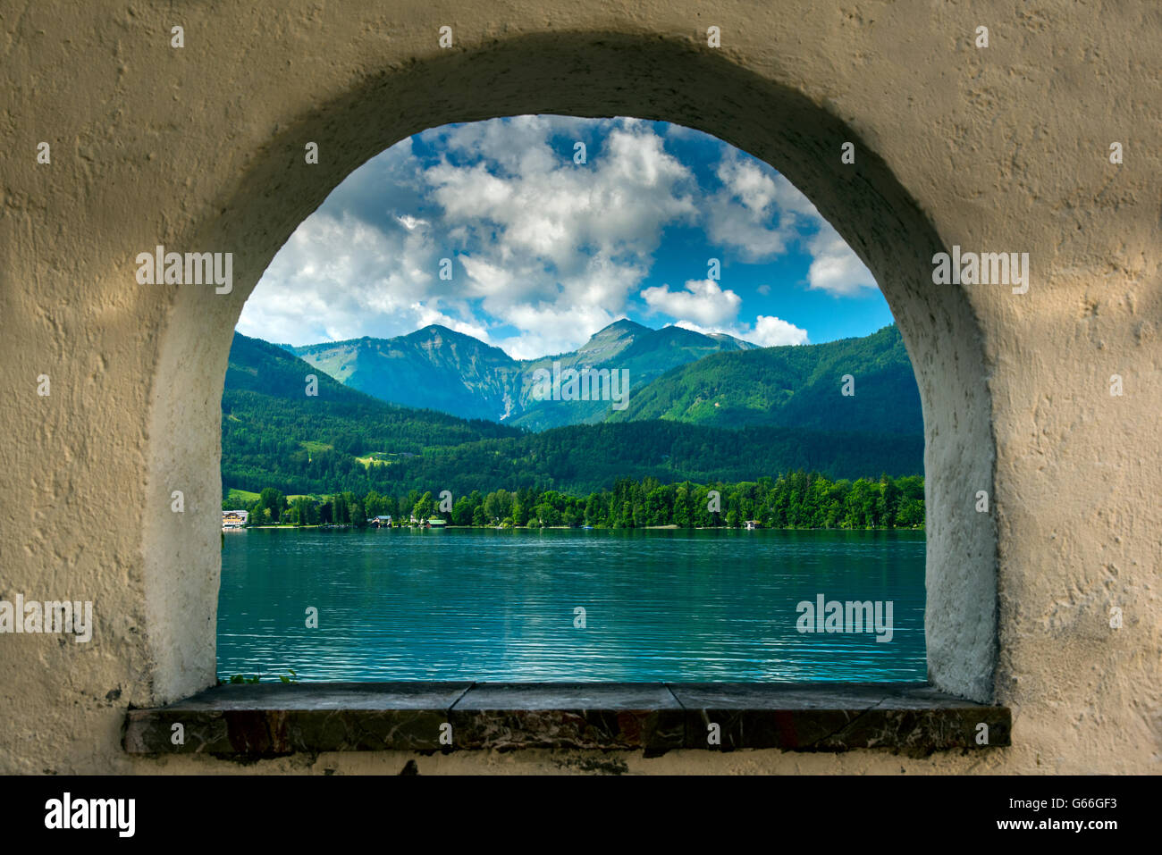 Il lago Wolfgangsee, Austria superiore, Austria Foto Stock