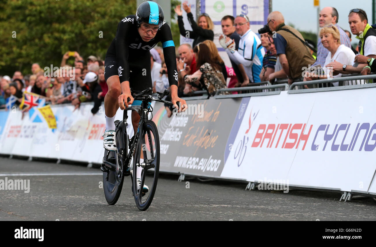 Ciclismo - National Road Race Championships - Day One - Glasgow. Luke Rowe durante il Mens Time Trial durante il National Road Race Championships di Glasgow. Foto Stock