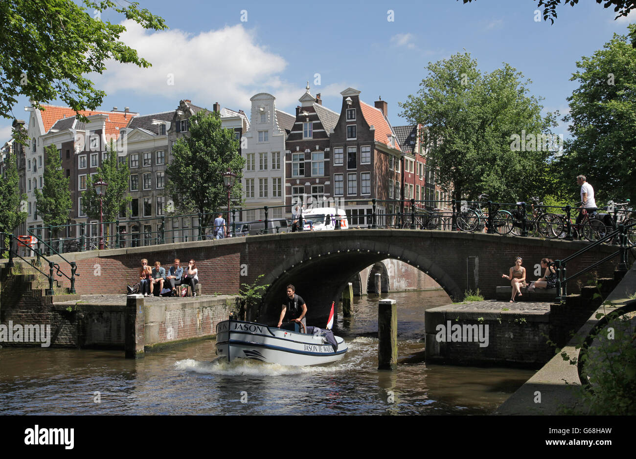 Amsterdam canal cruise Foto Stock