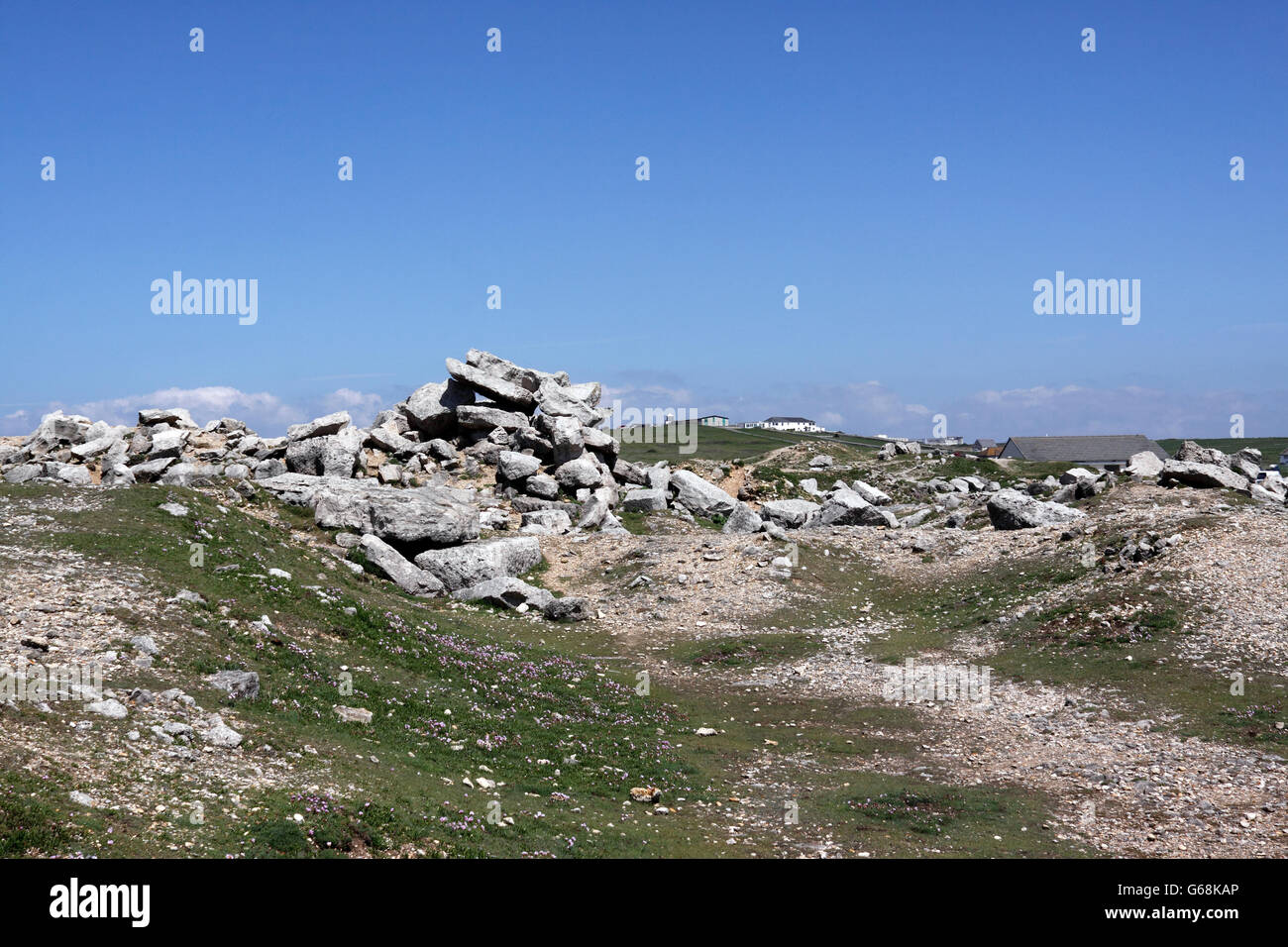 Il paesaggio aspro di PORTLAND BILL. DORSET UK. Foto Stock