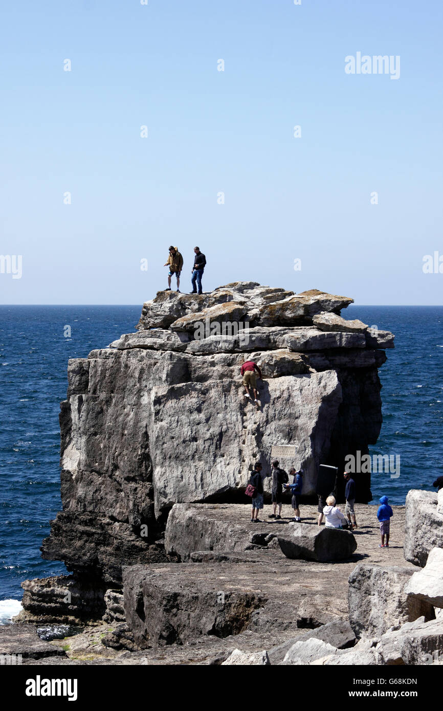 Il pulpito ROCK. PORTLAND BILL Dorset. Regno Unito. Foto Stock