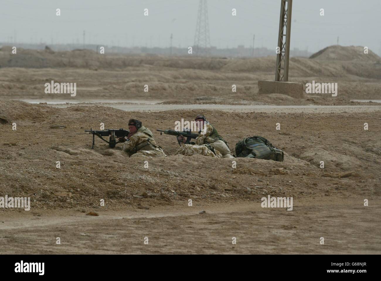 Royal Marines - al-FAW peninsulare. I Royal Marines del 45 Commando assicurano la penisola irachena al-FAW. Foto Stock