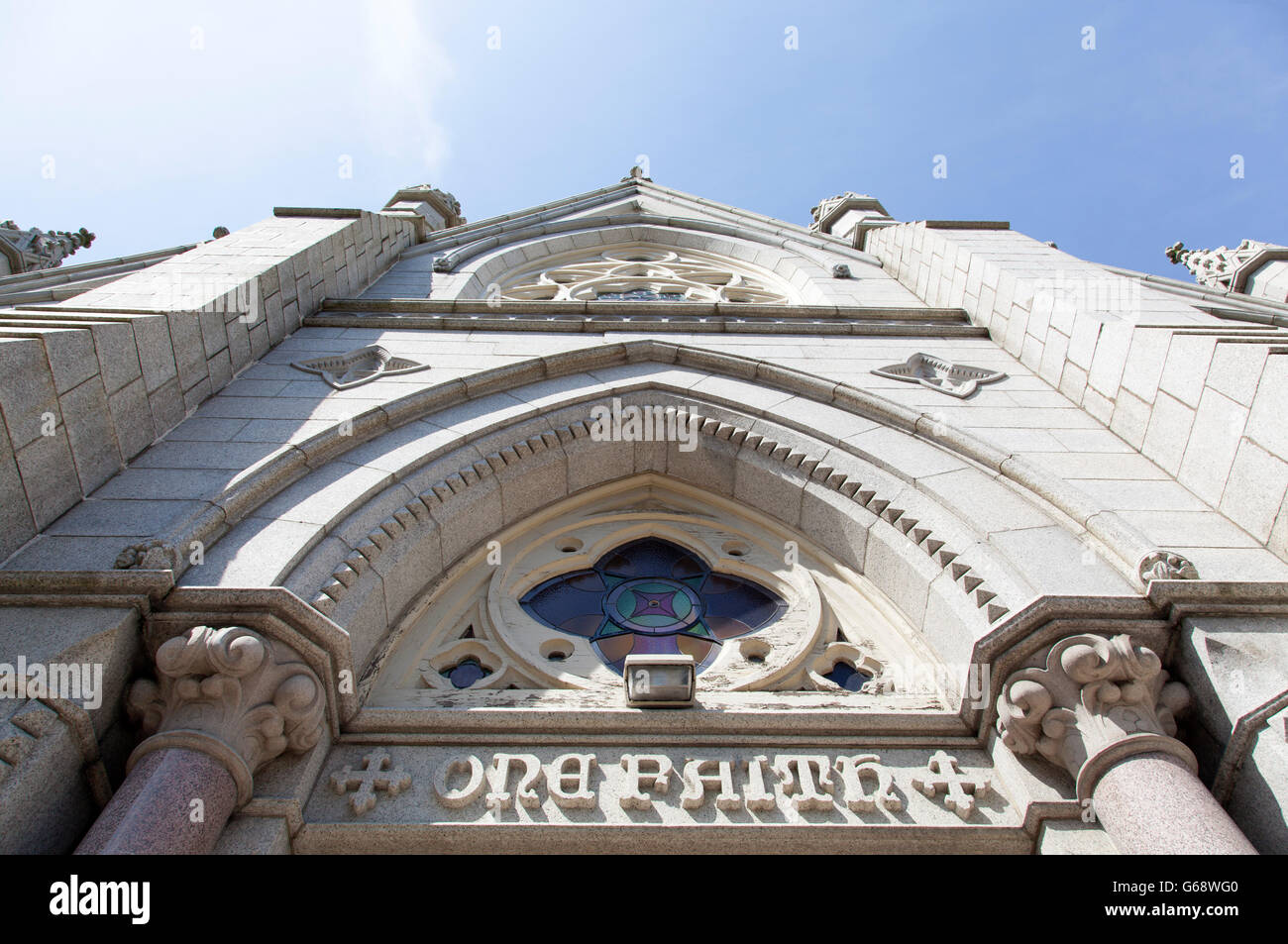 La facciata della chiesa di San Giovanni (città di New Brunswick, Canada). Foto Stock