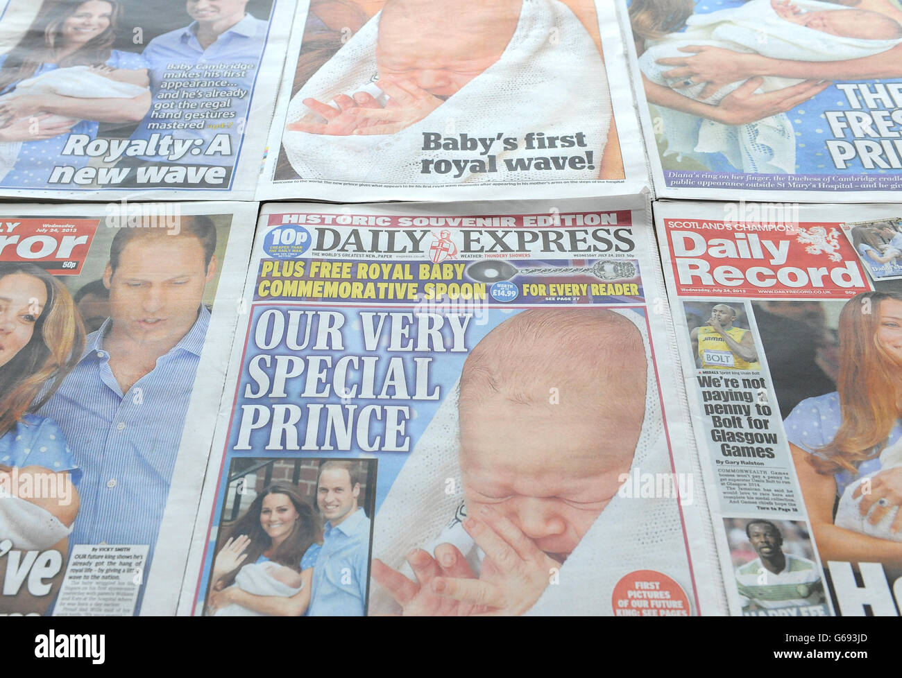 La nascita del principe George di Cambridge Foto Stock
