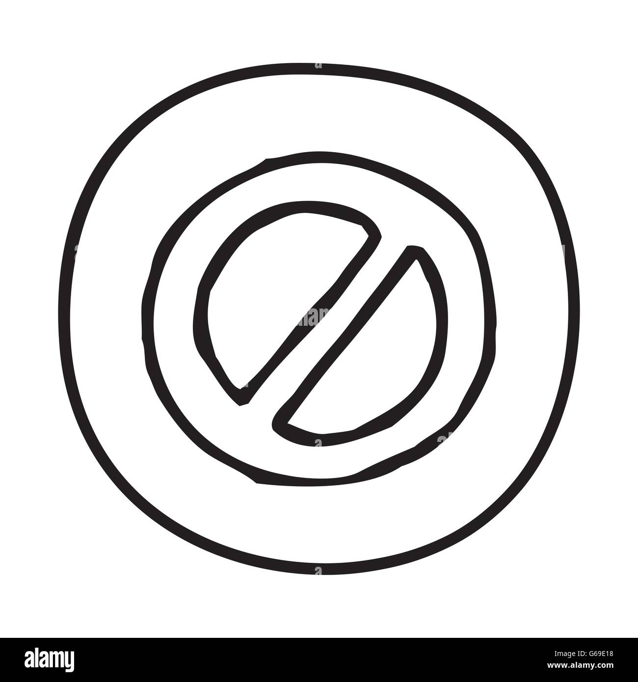 Doodle Icona di divieto. Illustrazione Vettoriale