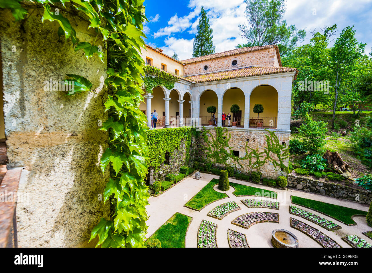 Monastero di Yuste, fondata dai Hieronymite ordine dei monaci nel 1402, in un piccolo villaggio chiamato Cuacos De Yuste, Cáceres Foto Stock