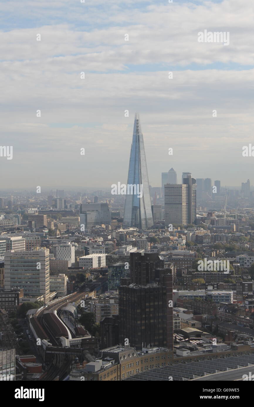 Vista di Londra dal London Eye, il fiume Tamigi, turistica, la città capitale, Regno Unito, Gran Bretagna, un punto di riferimento Foto Stock