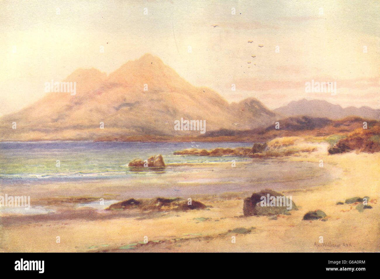 CONNAUGHT: Mweelrea e il Killary, da Tully Strand, Renvyle, stampa c1912 Foto Stock