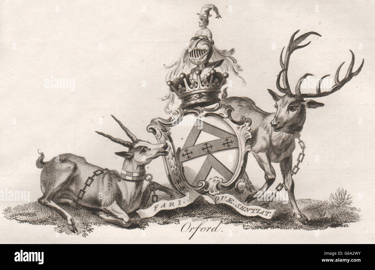 ORFORD: stemma. Araldica, antica stampa 1790 Foto Stock