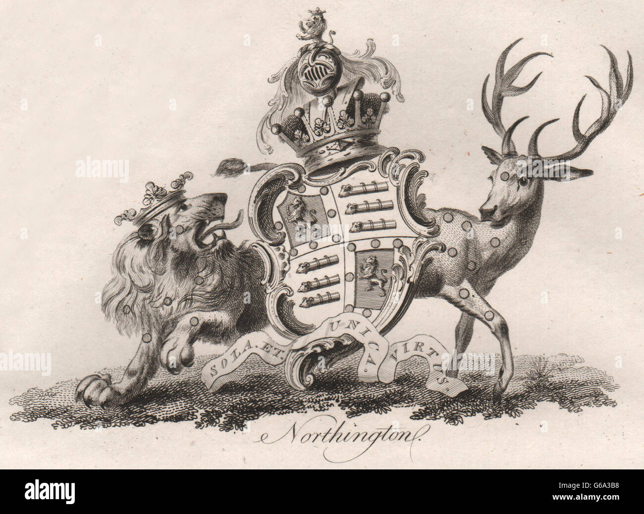 NORTHINGTON: stemma. Araldica, antica stampa 1790 Foto Stock