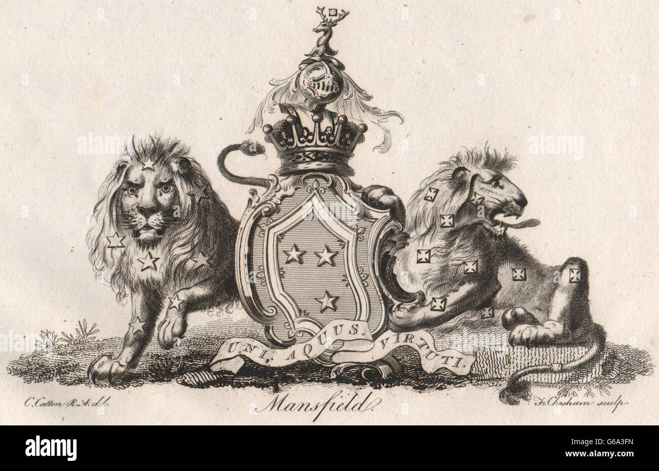 MANSFIELD: stemma. Araldica, antica stampa 1790 Foto Stock