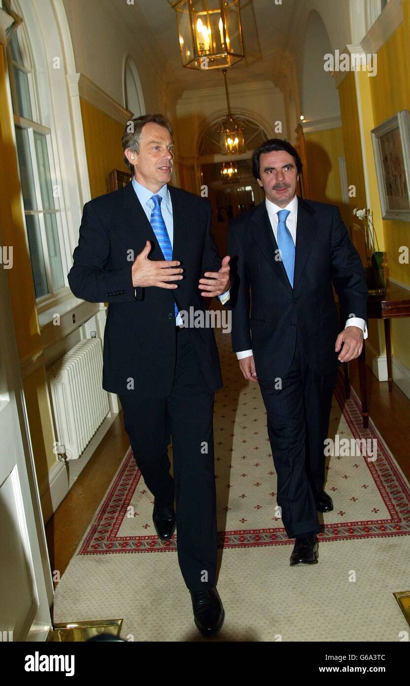 Blair e Aznar a Downing Street Foto Stock