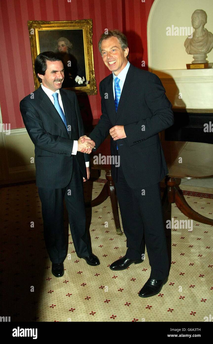 Blair e Aznar a Downing Street Foto Stock