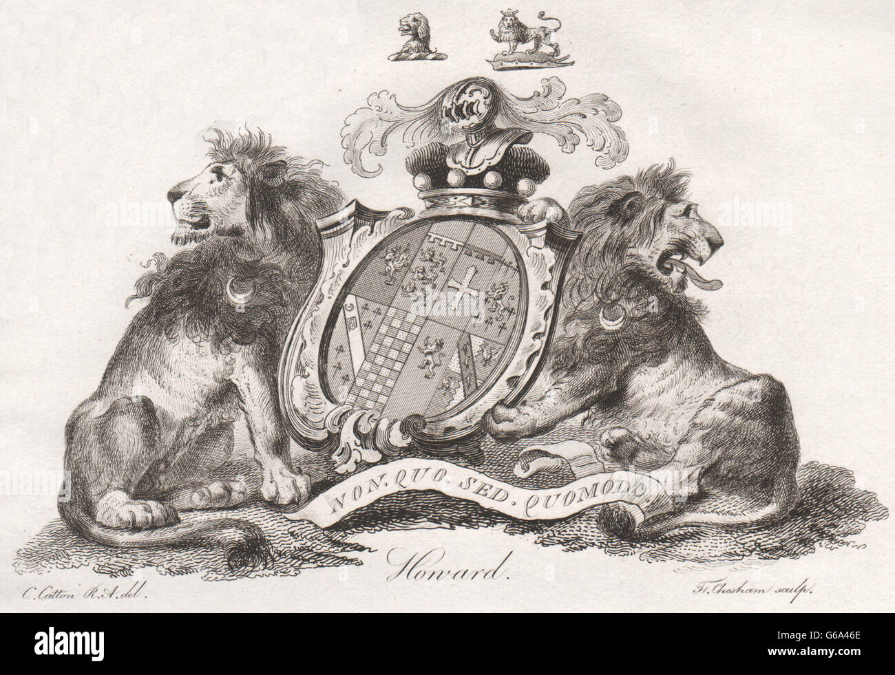 HOWARD: stemma. Araldica, antica stampa 1790 Foto Stock