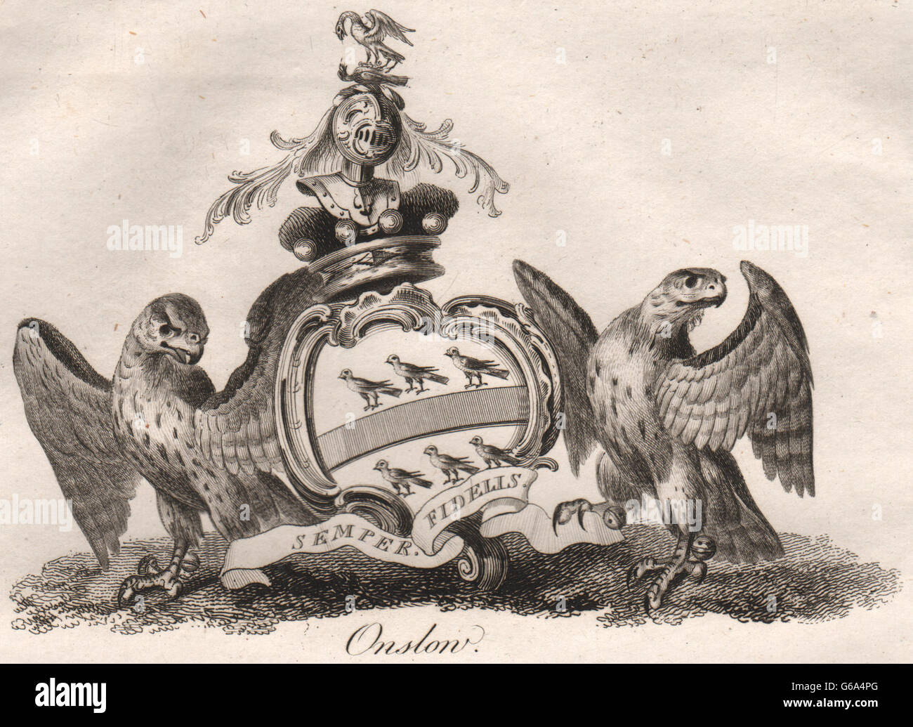 ONSLOW: stemma. Araldica, antica stampa 1790 Foto Stock