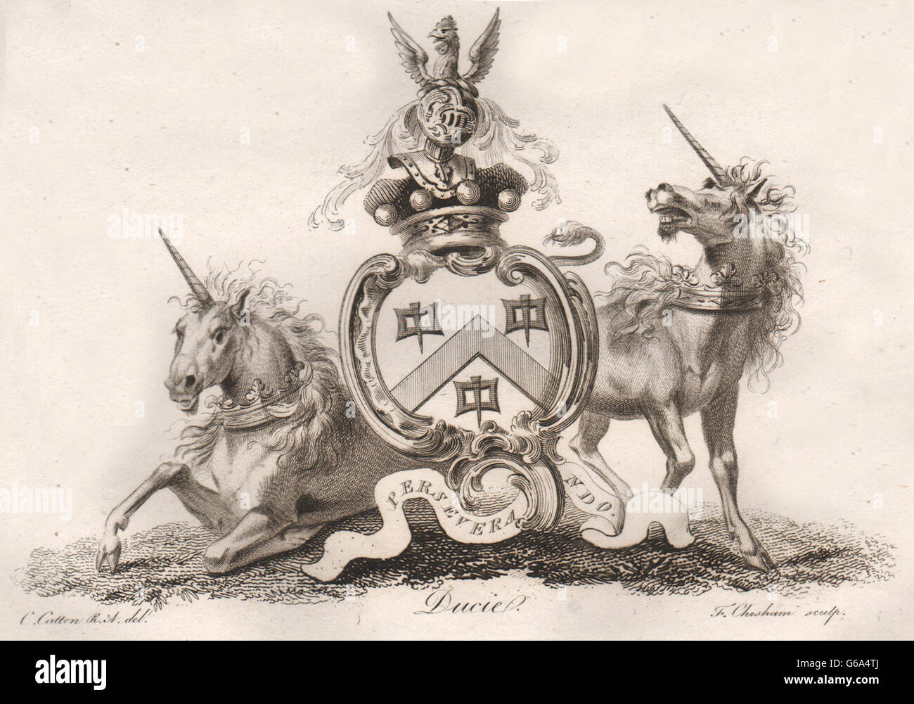 DUCIE: stemma. Araldica, antica stampa 1790 Foto Stock