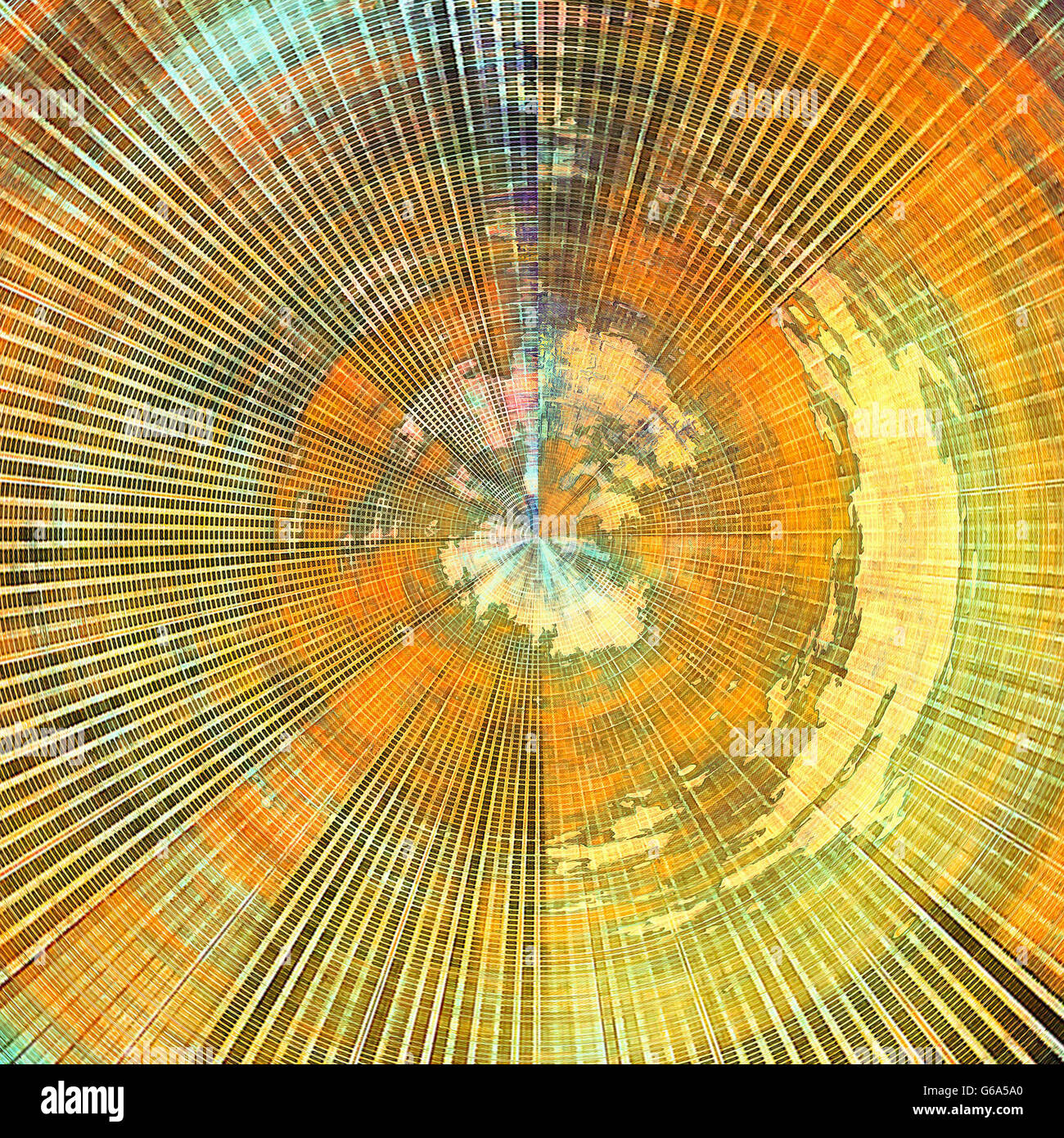 Grunge sferica composizione retrò con texture di sfondo vintage. Con diverse configurazioni di colore: giallo (beige); marrone; verde; blu; rosso (arancione); ciano Foto Stock