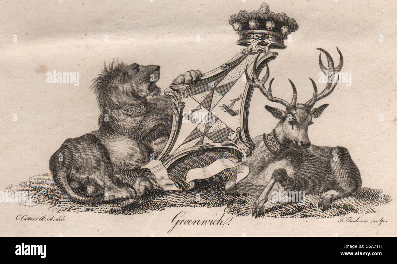GREENWICH: stemma. Araldica, antica stampa 1790 Foto Stock