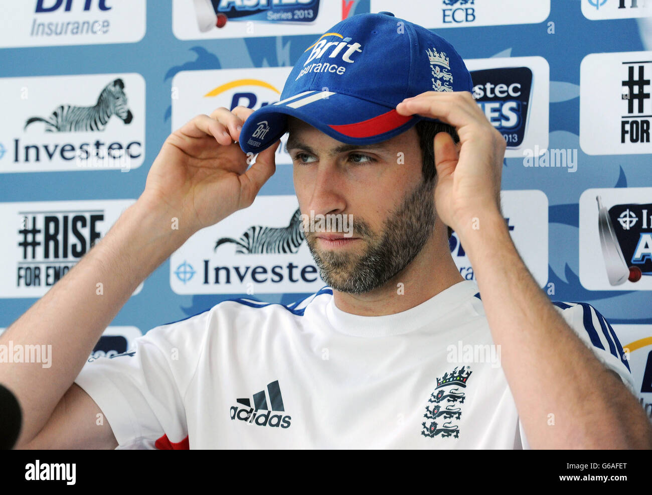 Graeme Onions dell'Inghilterra durante una conferenza stampa all'Emirates Durham ICG di Durham. Foto Stock