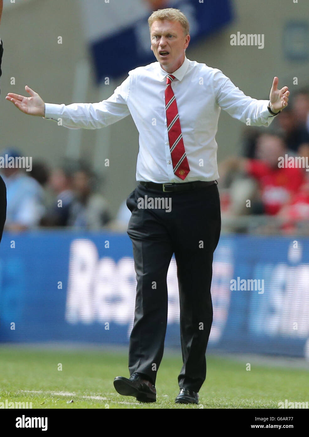 Calcio - fa Community Shield 2013 - Manchester United / Wigan Athletic - Stadio di Wembley. David Moyes, direttore del Manchester United, durante la partita Community Shield al Wembley Stadium di Londra. Foto Stock