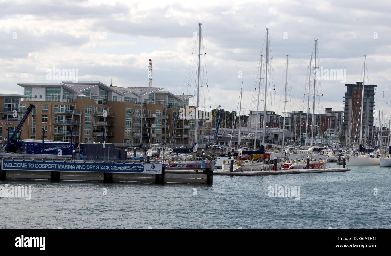 Portsmouth Habour Stock. Una vista generale del porto turistico di Gosport vicino a Portsmouth Foto Stock