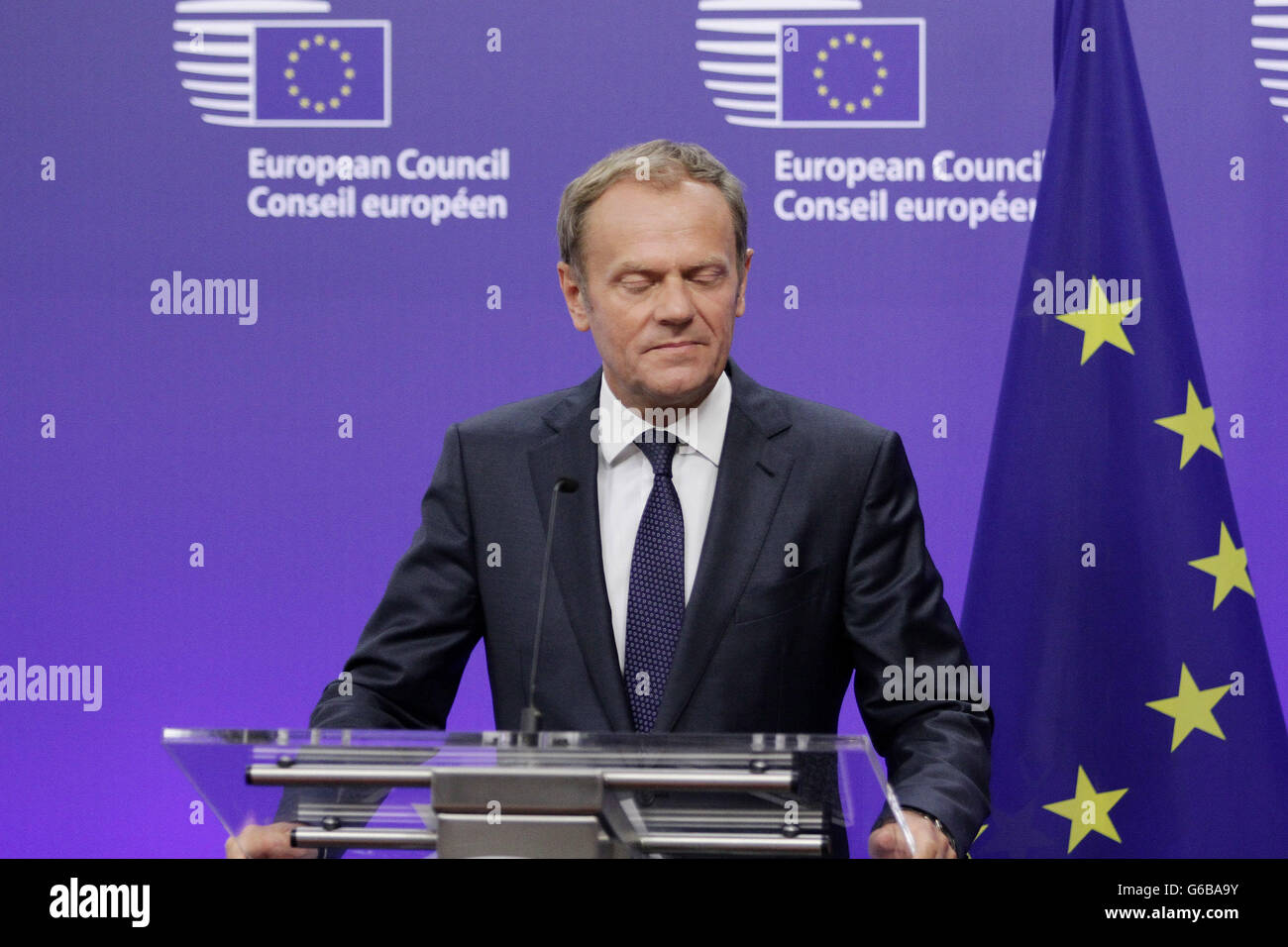 Bruxelles, Belgio. Il 24 giugno 2016. Conferenza stampa del Presidente della Commissione europea Donald Tusk, dopo i risultati di Brexit,Bruxelles,Belgio Credito: Leonardo Hugo Cavallo/Alamy Live News Foto Stock