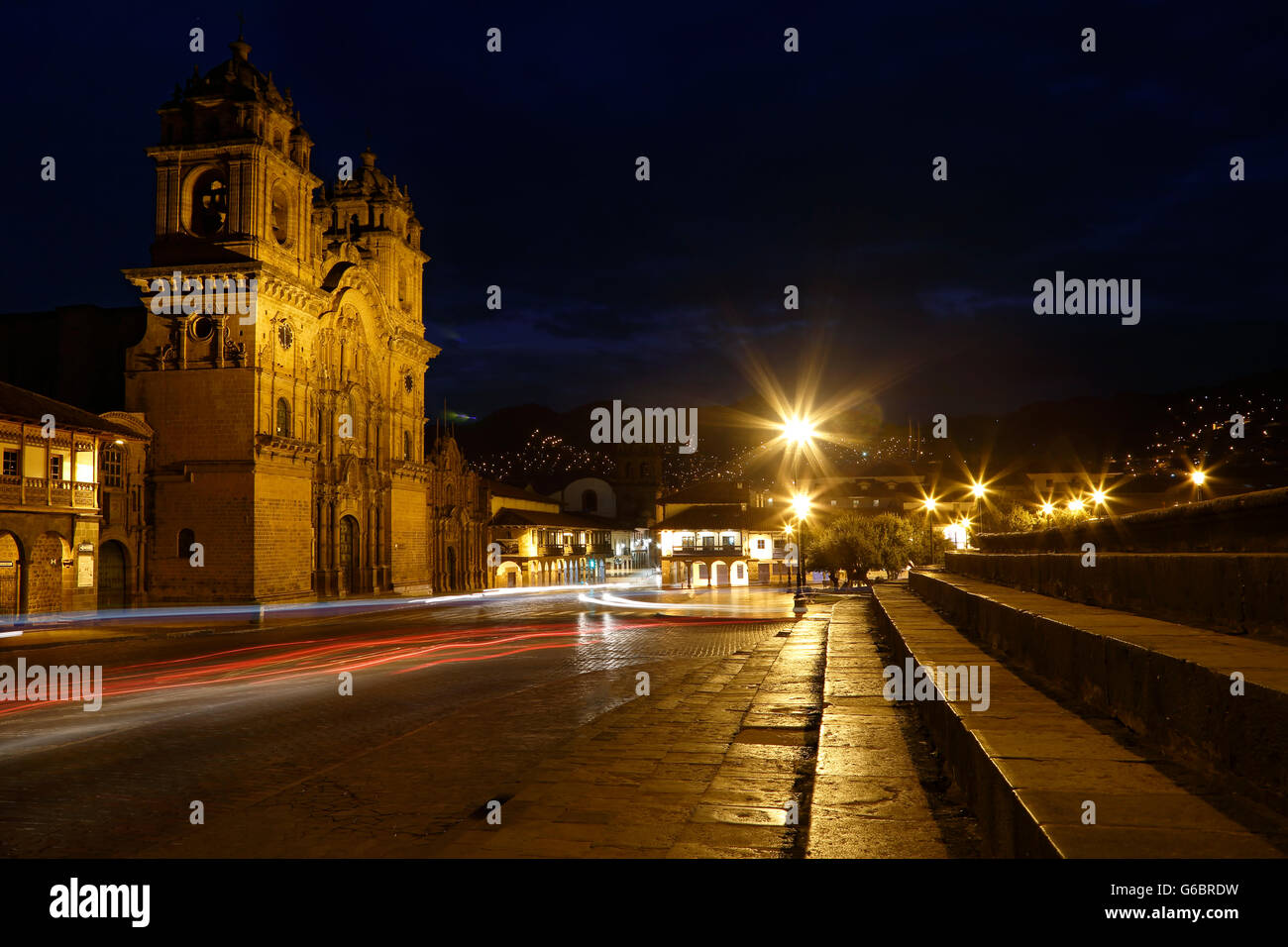 La Compania de Jesus (la Compagnia di Gesù) Chiesa, Plaza de Armas, Cusco, Perù Foto Stock