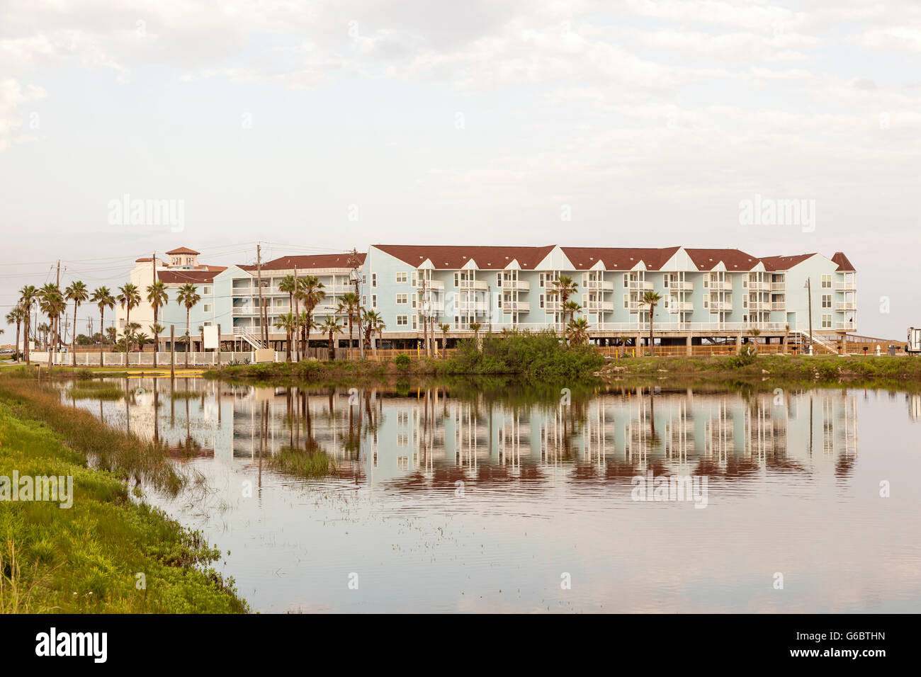 Edificio di appartamenti nel Golfo del Messico costa in Texas Foto Stock