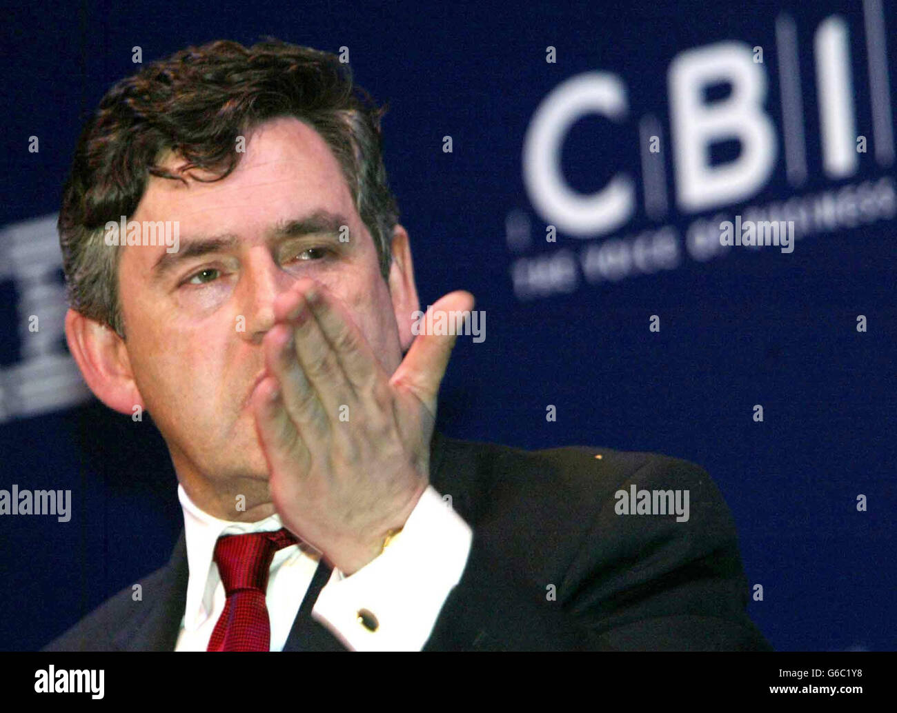 Gordon Brown discorso CBI Foto Stock