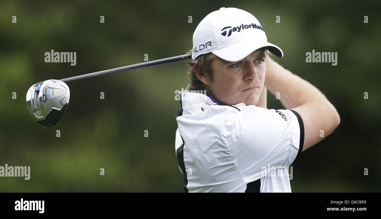 Eddie Pepperell in Inghilterra durante il giorno uno dei 2013 Johnnie Walker Championships a Gleneagles, Perthshire. PREMERE ASSOCIAZIONE foto. Data immagine: Giovedì 22 agosto 2013. Vedi PA storia GOLF Gleneagles. Il credito fotografico dovrebbe essere: Danny Lawson/PA Wire. RESTRIZIONI: L'uso è soggetto a limitazioni. . Nessun uso commerciale. Per ulteriori informazioni, chiamare il numero +44 (0)1158 447447. Foto Stock