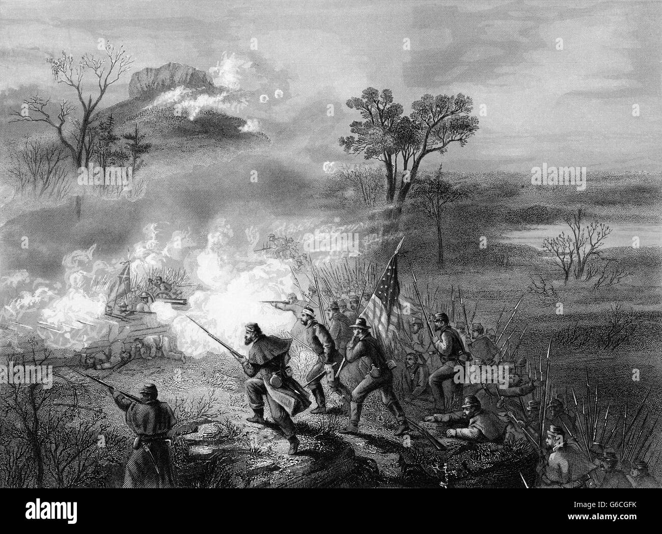 1860 Novembre 1863 DURANTE LA CAMPAGNA DI CHATTANOOGA GUERRA CIVILE AMERICANA la battaglia di Lookout Mountain GEORGIA USA Foto Stock