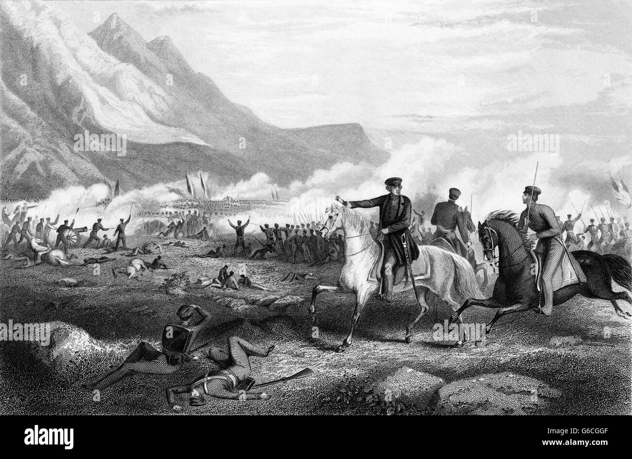 1840s FEBBRAIO 1847 generale Zachary Taylor dirigere la truppa della battaglia di Buena Vista durante il messicano guerra americana Foto Stock