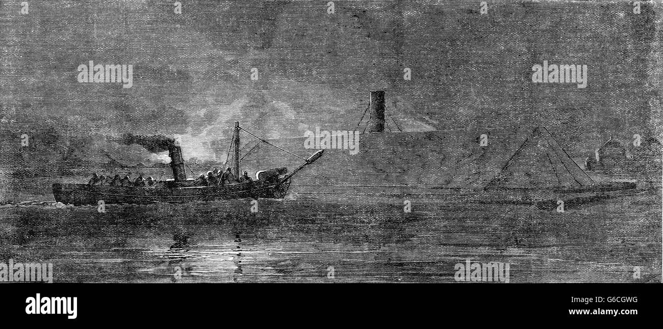 1860 Ottobre 1864 la distruzione dei confederati CSS RAM ALBEMARLE DA LT. WILLIAM BARKER CUSHING A PLYMOUTH North Carolina USA Foto Stock